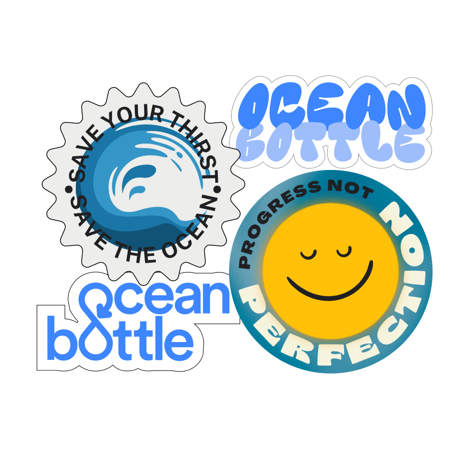Ocean Bottle Stickers (x4)