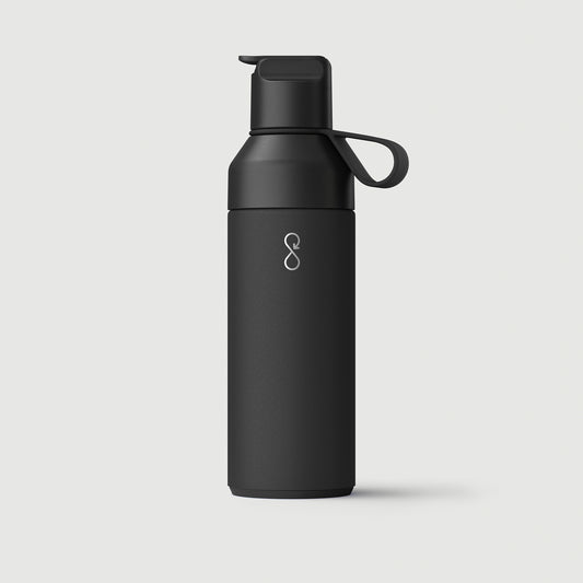 Black Water Bottle with Straw